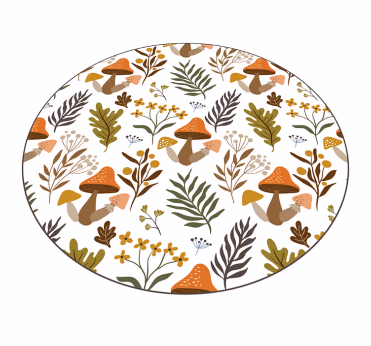 Covor vinil flori și plante motiv încântător de ciuperci - TenStickers