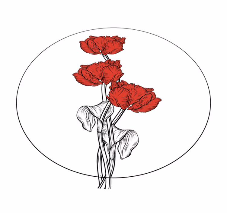 Covor de vinil pentru baie aranjament floral roșu - TenStickers