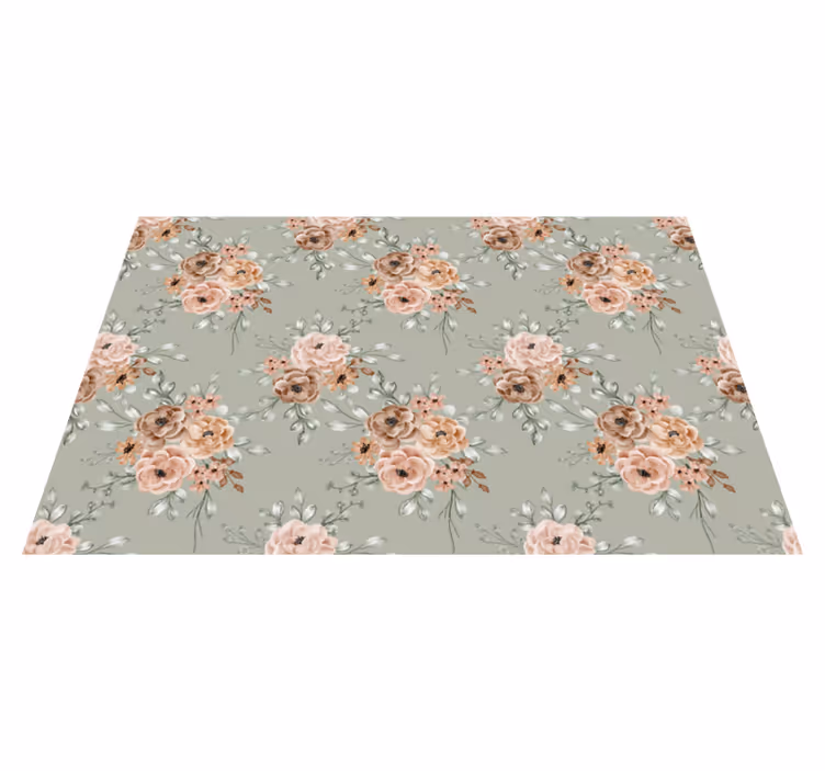 Trandafiri vintage pe covor floral de vinil verde menta - TenStickers
