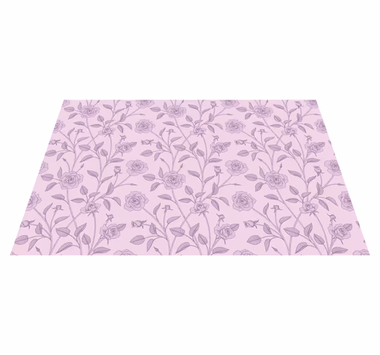 Covor vinil flori și plante model floral lavandă - TenStickers