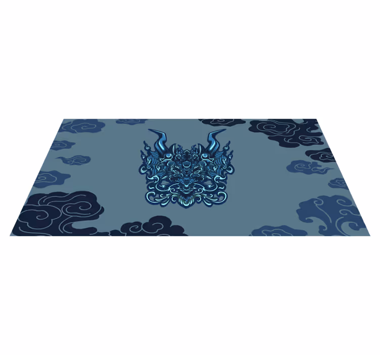 Covor de vinil etnic motivul dragonului gri - TenStickers