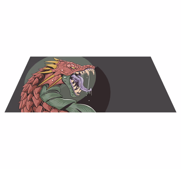 Covor de vinil Adolescenți ilustrație cu cap de dragon - TenStickers