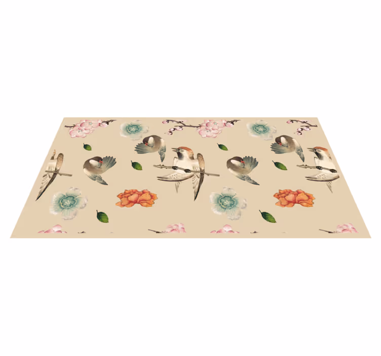 Covor vinil animal păsări și flori - TenStickers