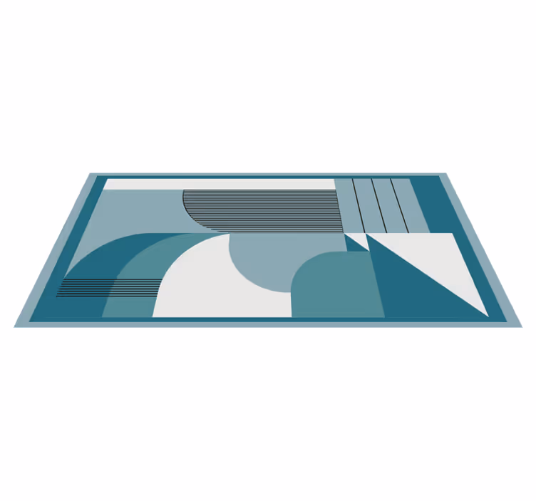 Covor vinil modern forme geometrice abstracte albastre - TenStickers