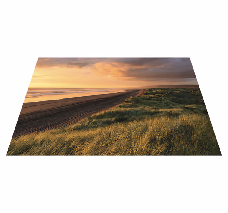 Covor vinil cu aspect de natura apus de soare pe plajă - TenStickers