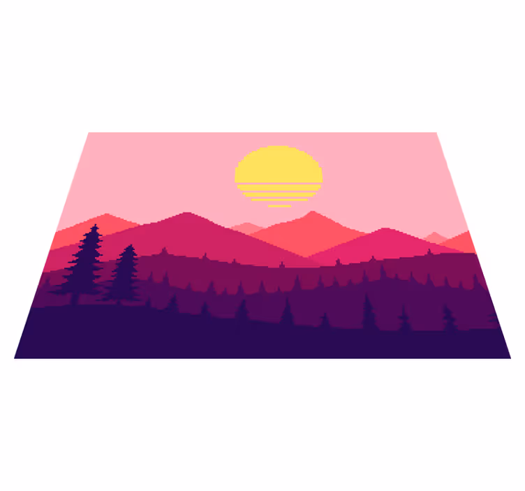 Covor vinil cu aspect de natura vedere munte la apus - TenStickers