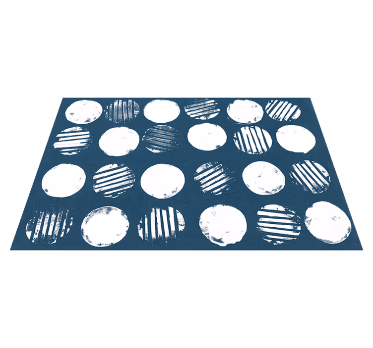 Covor de vinil geometric linii circulare albe - TenStickers