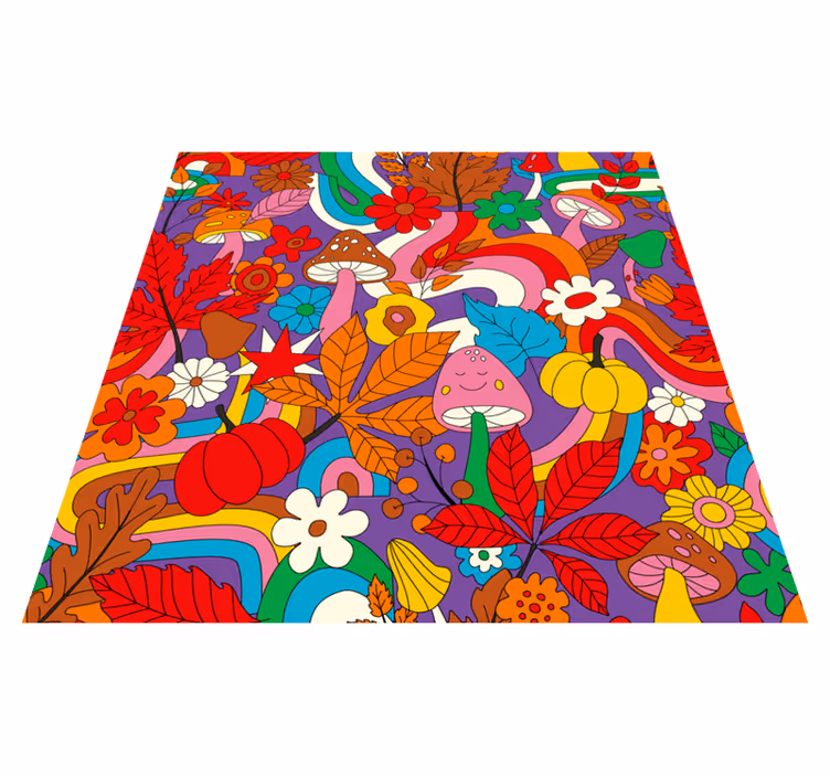 Covor vinil flori și plante design floral colorat - TenStickers