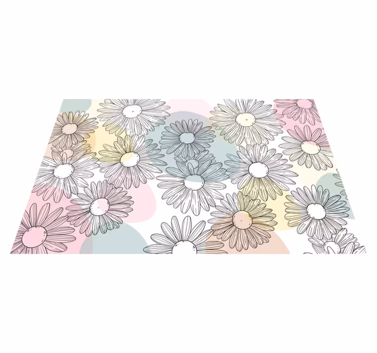 Covor vinil flori și plante design de margarete acuarelă - TenStickers