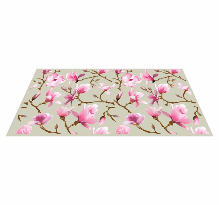 Covor vinil flori și plante magnolie roz - TenStickers