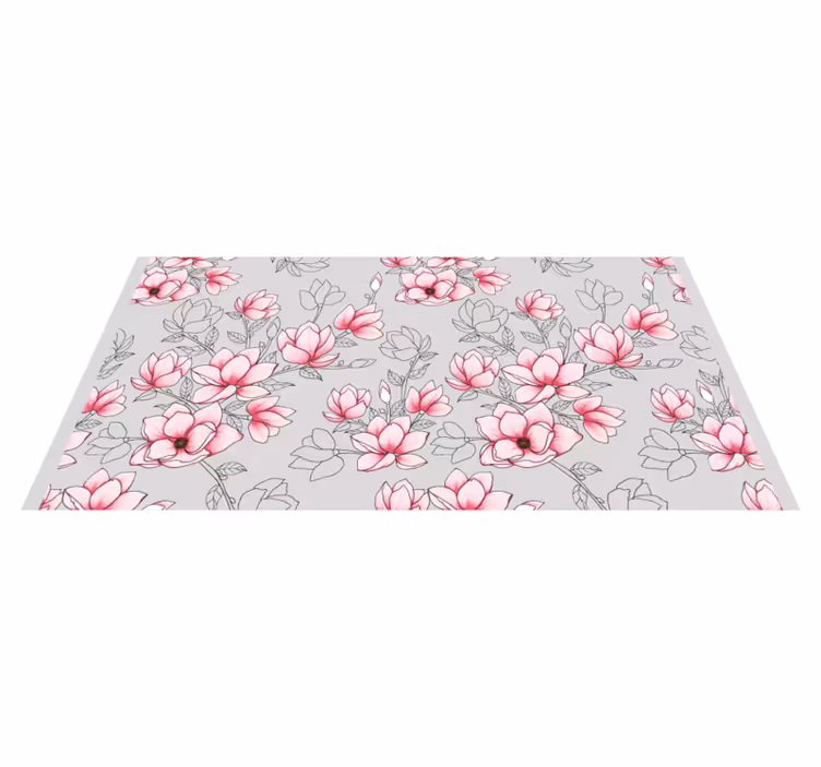 Covor vinil flori și plante model flori roz - TenStickers