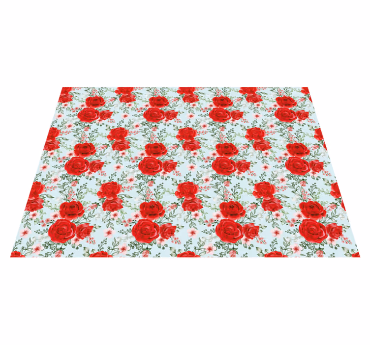 Covor vinil flori și plante eleganță florală roșie - TenStickers