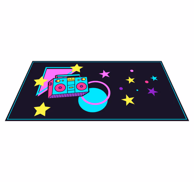 Covor de vinil epocă grafic boombox colorat - TenStickers