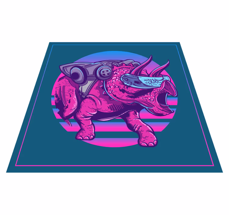 Covor vinil animal ilustrație de rinocer cibernetic - TenStickers