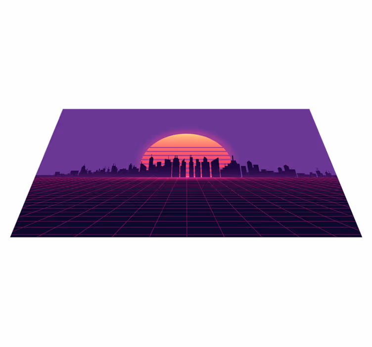 Covor vinil modern grilă retro apus de soare - TenStickers