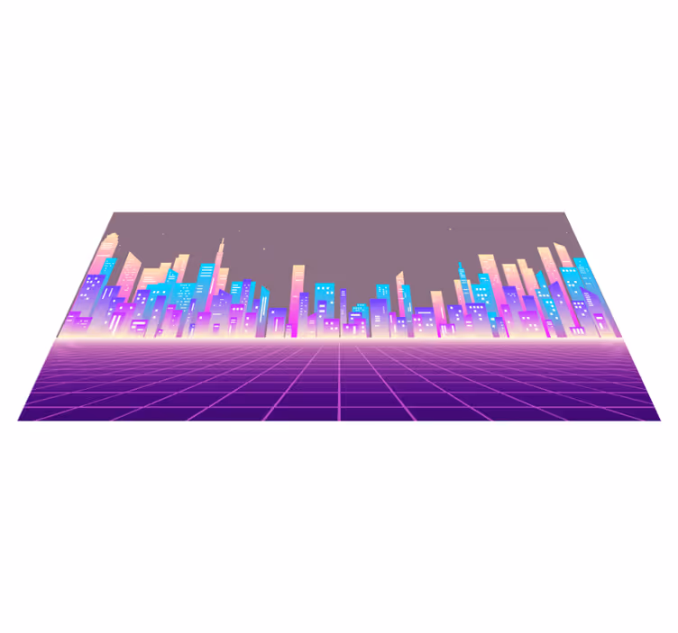 Covor vinil modern orizont peisaj urban neon - TenStickers