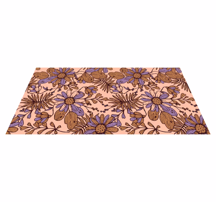 Covor floral cu design de flori maro în stil african - TenStickers