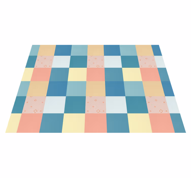 Covor de vinil geometric tablă de șah geometrică pastelată - TenStickers