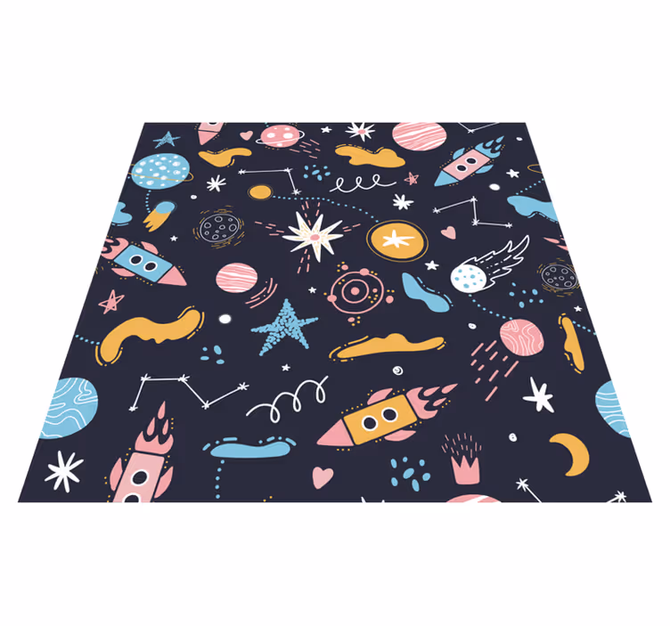 Covor de vinil pentru copii aventură spațială cosmică - TenStickers