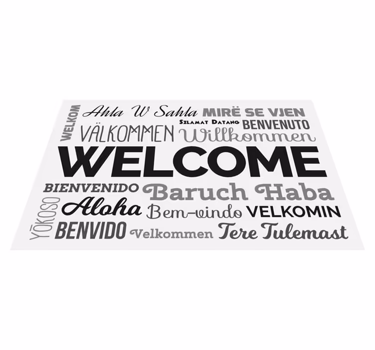 Covor vinil hol intrare design de bun venit multilingv - TenStickers