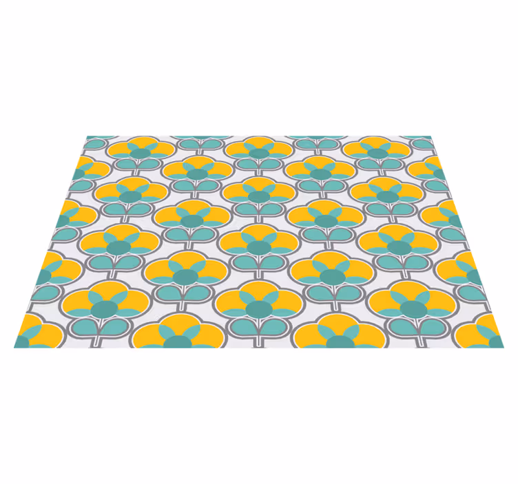 Covor vinil flori și plante model floral geometric - TenStickers