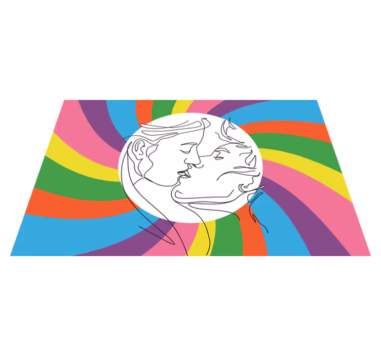 Alții covor de vinil silueta de sărut colorată - TenStickers