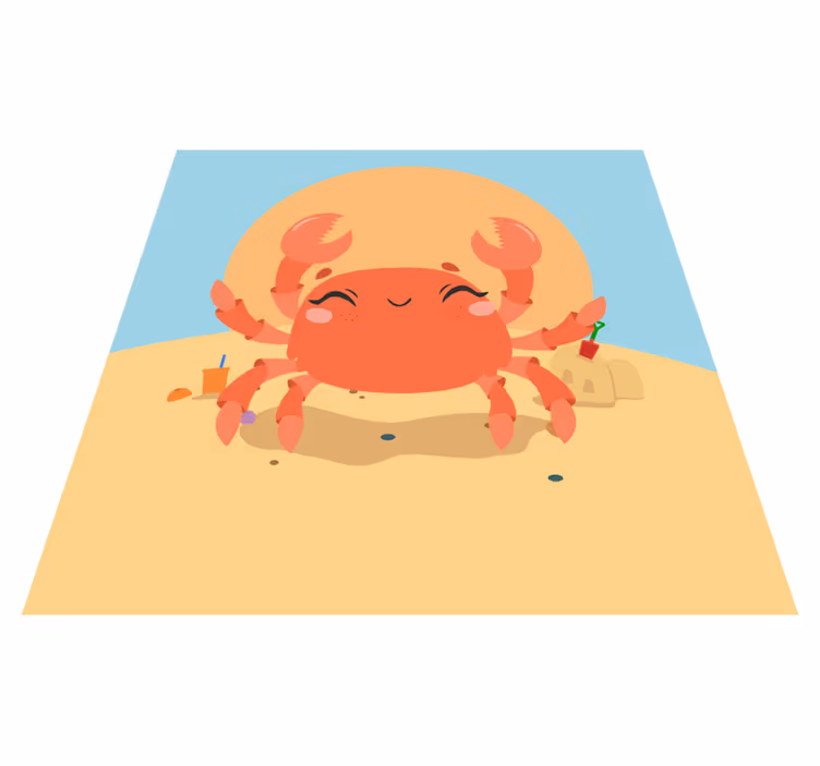 Covor de vinil pentru copii crab vesel de desene animate - TenStickers