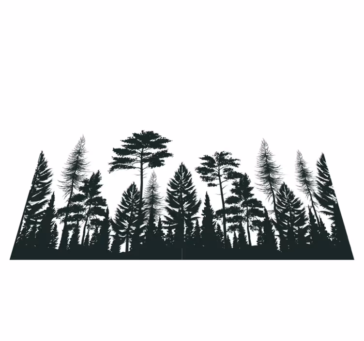 Covor vinil cu aspect de natura pădure siluetă - TenStickers