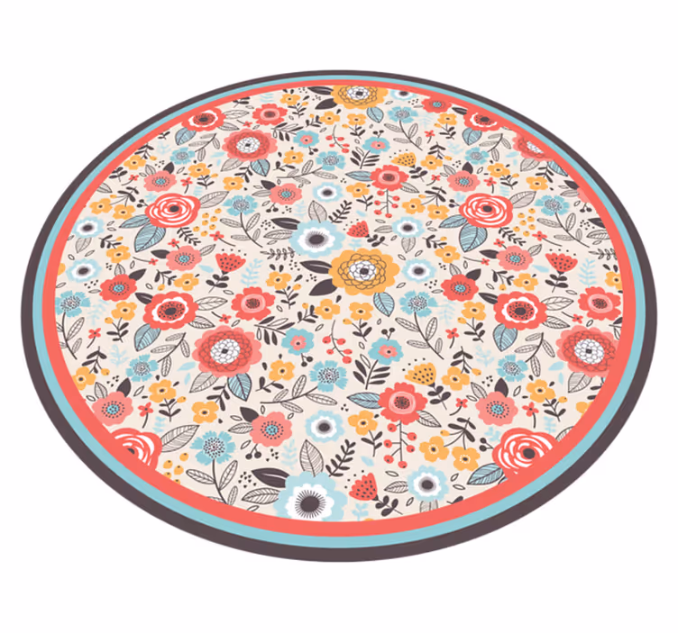 Covor vinil flori și plante design circular floral - TenStickers