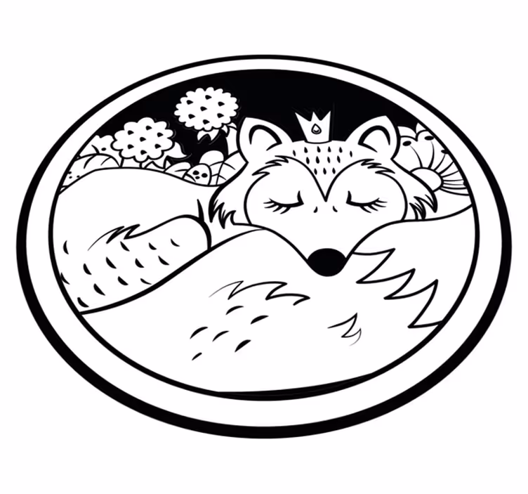Vulpe alb-negru doarme covoraș de joacă pentru copii - TenStickers