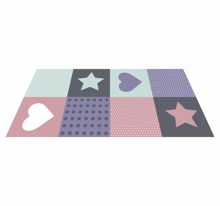 Covor de vinil pentru camera copilului stea inimă mozaic - TenStickers