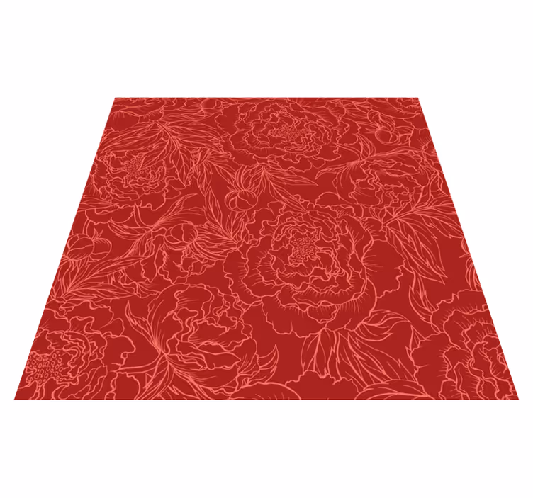 Covor vinil flori și plante model floral rosu - TenStickers