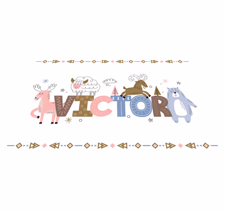 Covor de vinil cu nome tema alpaca personalizată - TenStickers
