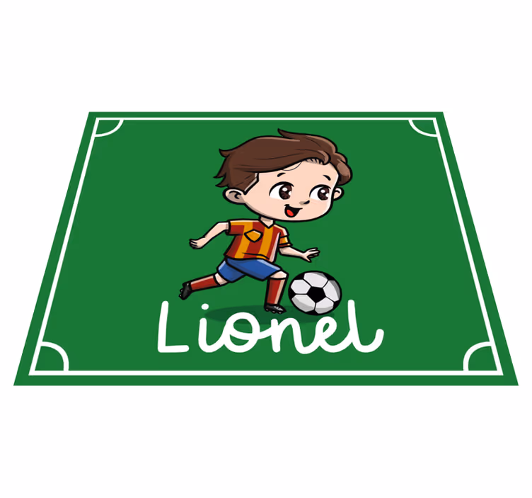 Copil fotbalist cu nume covoras personalizat - TenStickers