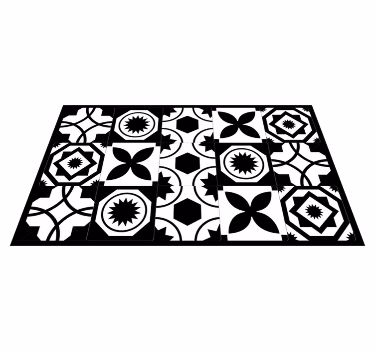 Covor de faianta alb-negru cu design clasic - TenStickers