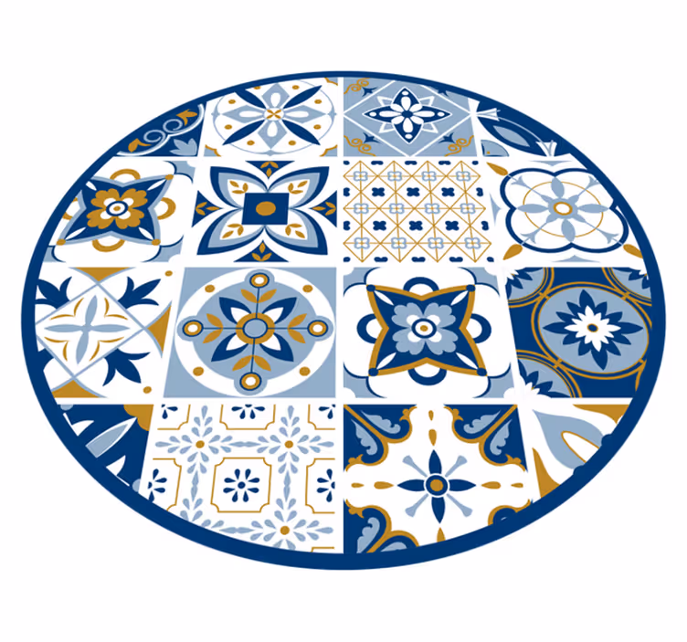 Covor vinil efect de țiglă model de plăci circulare - TenStickers