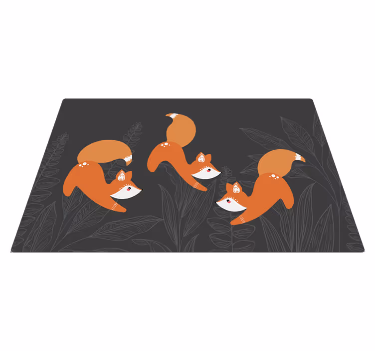 Covor vinil animal model de vulpi jucăușe - TenStickers