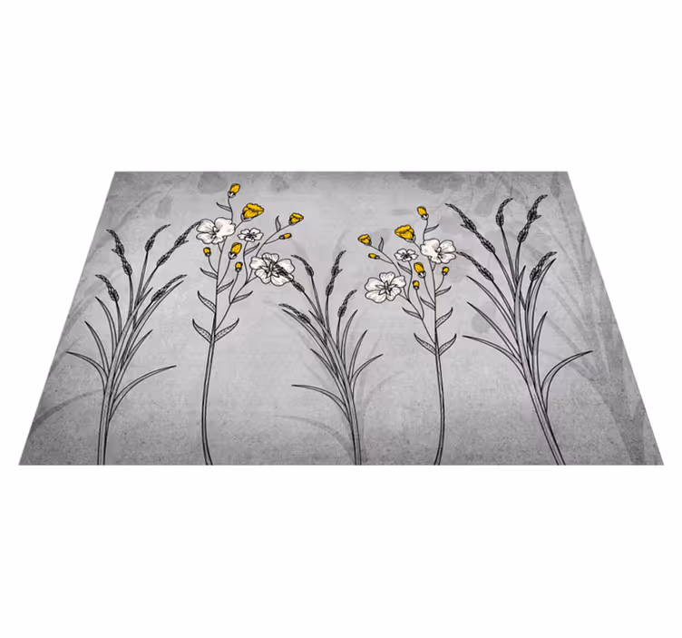 Covor vinil flori și plante detaliu schiță florală - TenStickers