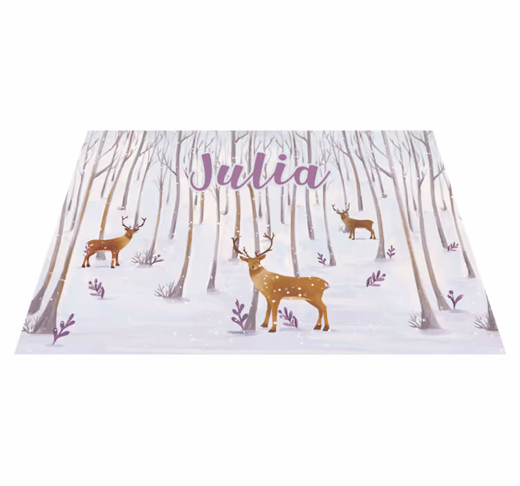 Covor de vinil cu nome peisaj forestier de iarnă - TenStickers