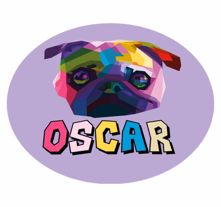 Covor de vinil cu nome ilustrație geometrică canină - TenStickers