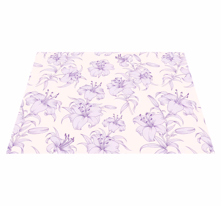Covor vinil flori și plante model floral liliac - TenStickers