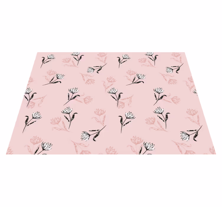Covor vinil flori și plante fundal floral roz - TenStickers