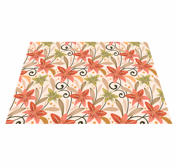Covor vinil flori și plante model de vârtej floral - TenStickers