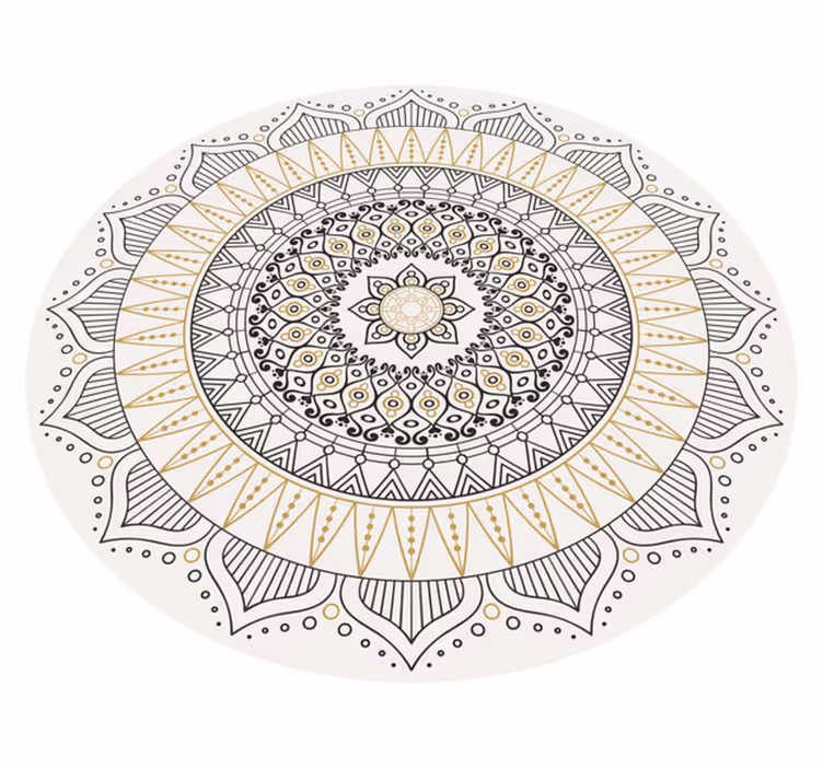 Covor mandala geometric cerc maro și galben - TenStickers