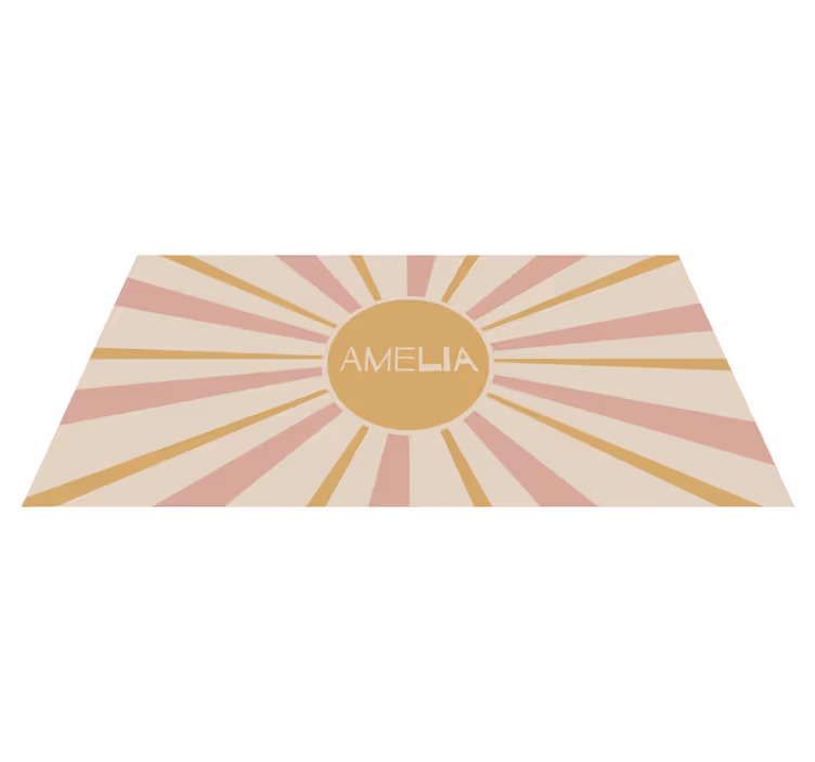 Covor de vinil cu nome text sunburst personalizabil - TenStickers