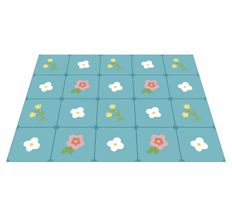 Covor vinil flori și plante model de faianță florală - TenStickers