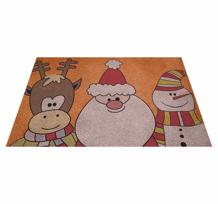 Covor vinil Crăciun reindeer, Moș Crăciun și omul de zăpadă. - TenStickers