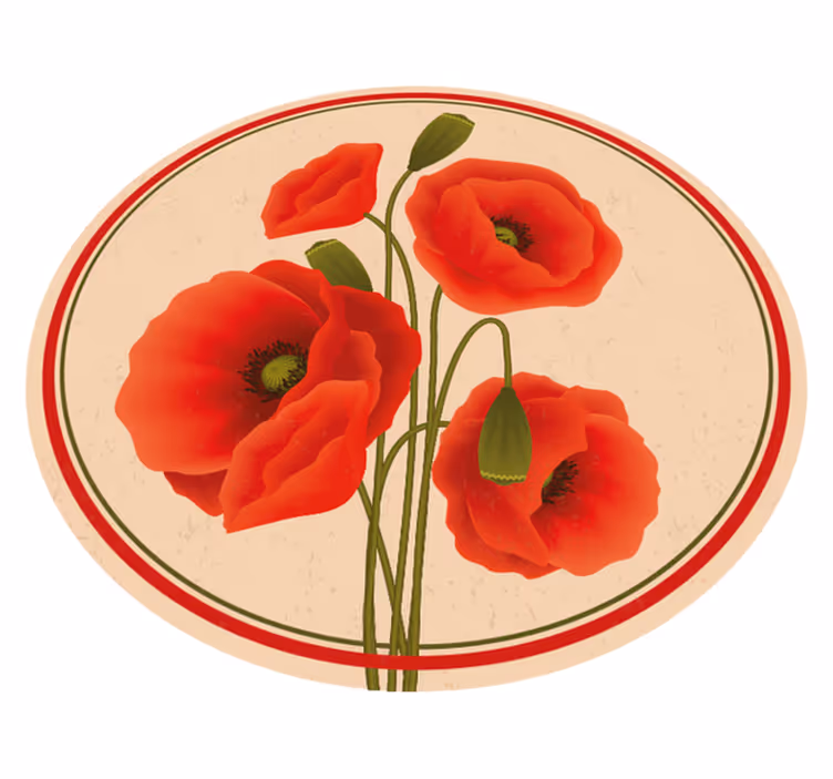Covor vinil flori și plante maci roșii - TenStickers