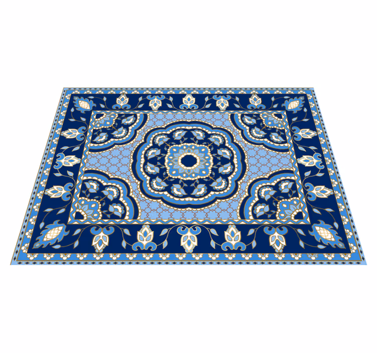 Covor de vinil pentru sala de mese design albastru oriental - TenStickers