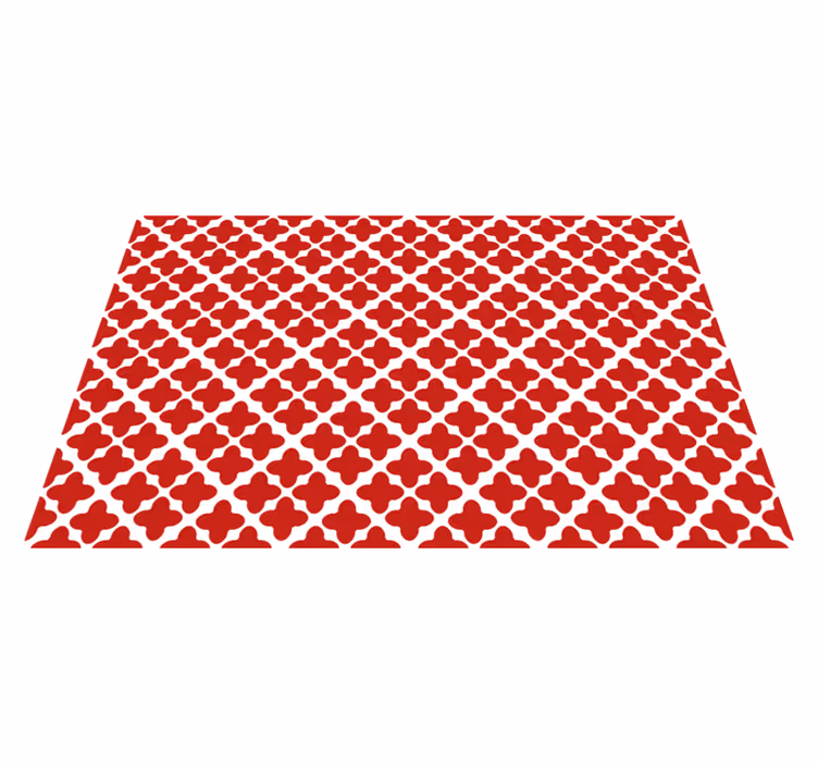 Covor vinil roșu model geometric alb - TenStickers